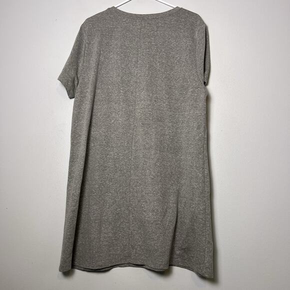 Umgee Short Sleeve T Shirt Dress Embroidered Floral Sz XL Gray Boho Loungewear - Picture 10 of 11